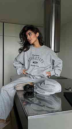 Жіночий теплий костюм двійка у спортивному стилі з накатом тринитка на флісі Одеса