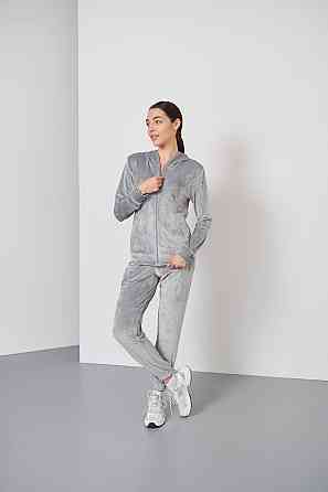 Женский велюровий костюм на змейке с капюшоном Серый XXL Харьков