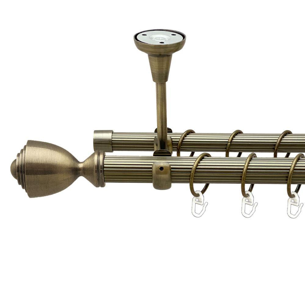 Карниз Orvit Палаціо металевий дворядний відкритий до стелі рифлена труба кільце металеве Антик 25\19 мм 160 Львов - изображение 1