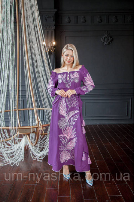 Жіноча вишита сукня на льоні Княжна фіолетова Кривий Ріг - фото 4