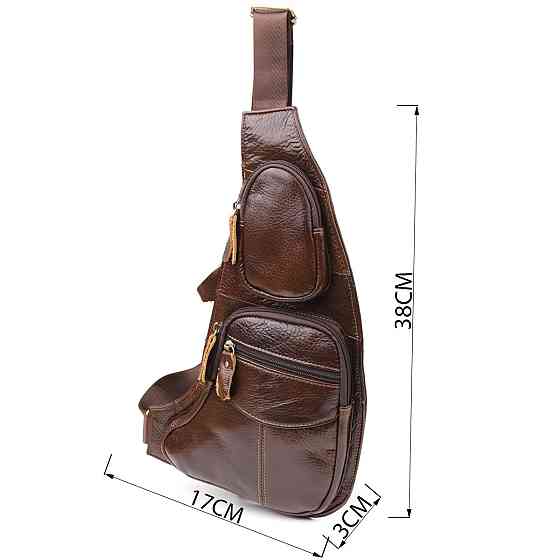 Сумка для мужчин с большим количеством карманов из натуральной кожи Vintage 22956 Коричневый Киев