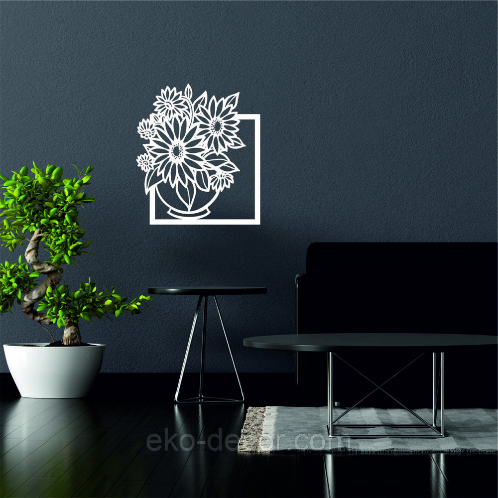 Декоративное настенное Панно «Букет цветов», Декор на стену 50*43 см , Белый Киев - изображение 4