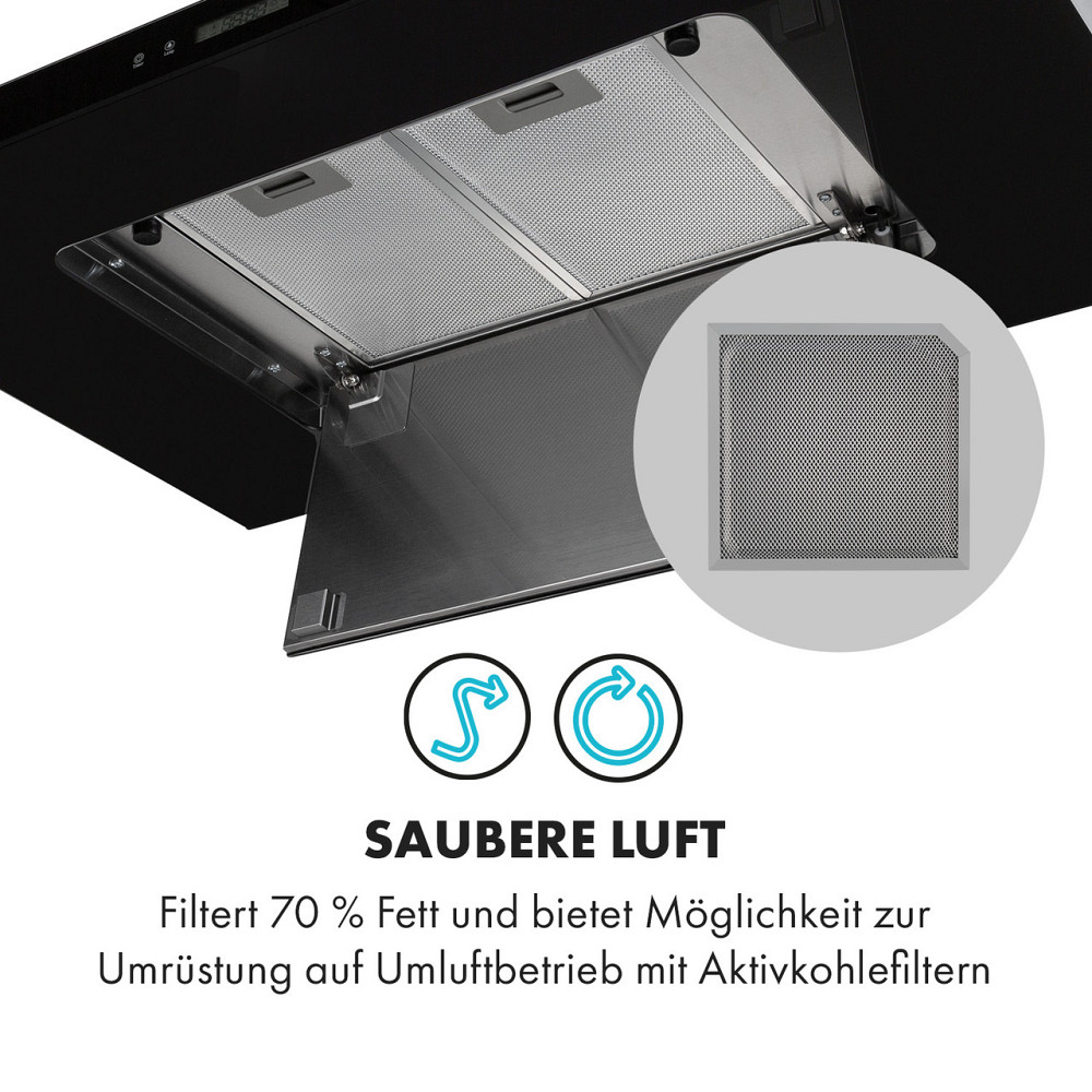 Островная вытяжка Valeria Brilliant Edition 90см 643м³/ч touch EEC B LED стекло нержавеющая сталь черный Ровно - изображение 4