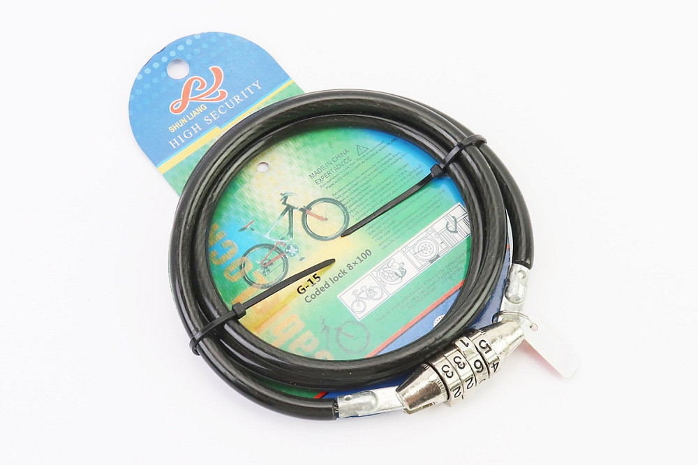 Замок протиугінний тросовий 1000х8мм з 4-х значним кодом Київ - фото 1