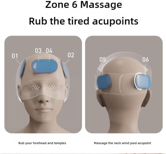 Масажер для голови та очей Massageflow Pro, бездротовий компресійний масажер із підігрівом, 6 зон, 4 режими, 3000 мАг Київ