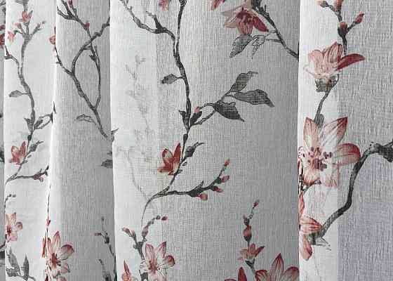 Тюль VR-Textil 1904т Flora Батист Білий із червоно-коричневим 300х270 см (40-242) Київ