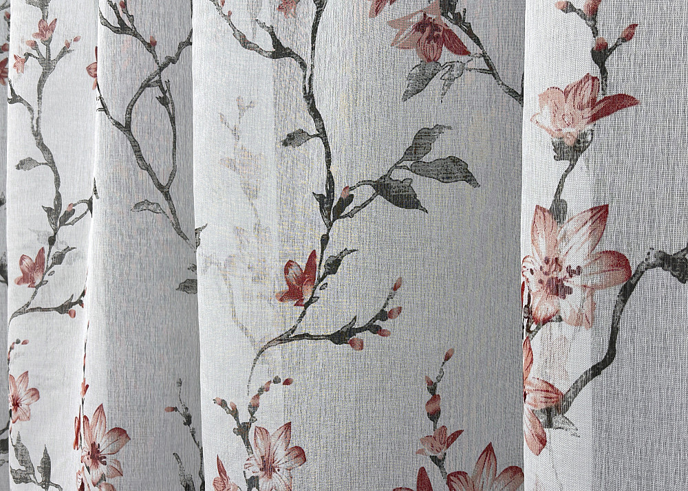 Тюль VR-Textil 1904т Flora Батист Білий із червоно-коричневим 300х270 см (40-242) Київ - фото 5