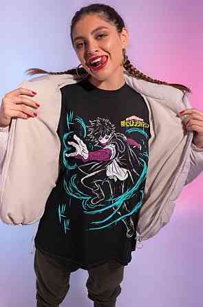 Футболка з аніме принтом Моя геройська академія оверсайз (S/M/L) Чорний AnimeJ1089 Дніпро