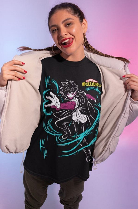 Футболка з аніме принтом Моя геройська академія оверсайз (S/M/L) Чорний AnimeJ1089 Дніпро - фото 3