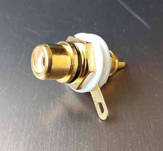 Гнездо RCA монтажное, корпус металл, gold, чёрное Полтава