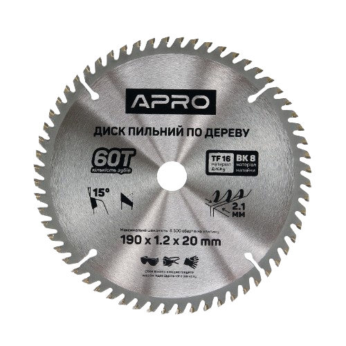 Диск пиляльний для дерева d190 мм*20 (16) мм 60T New APRO Житомир - фото 2