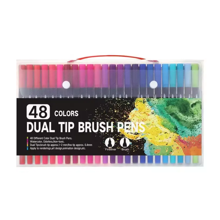 Набір акварельних маркерів для скетчингу та малювання 48 кольорів, акварельні двосторонні маркери Brush Кам'янець-Подільський - фото 3
