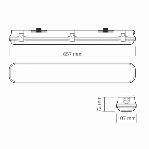 LED Світильник лінійний під лампу 2*T8 0,6м 220V IP65 VL-BNW-T8062G Videx Житомир