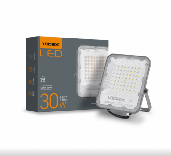 LED Прожектор 30W 5000К 220V сірий VL-F2-305G Premium Videx Житомир