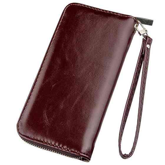 Кошелек женский на одну молнию из экокожи гладкий KIVI 19038 Коричневый Киев