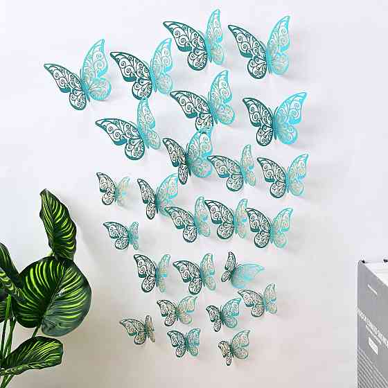 Метелики на стіну інтер'єрні 12 штук бірюзовий Київ
