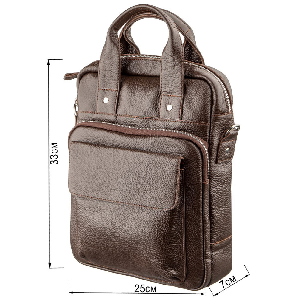 Качественная мужская сумка вертикального формата SHVIGEL 11168 под А4 Коричневая флотар Киев - изображение 3