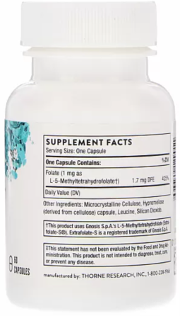 Витамин В9 Thorne 5-MTHF 1000 мкг 60 капсул Киев