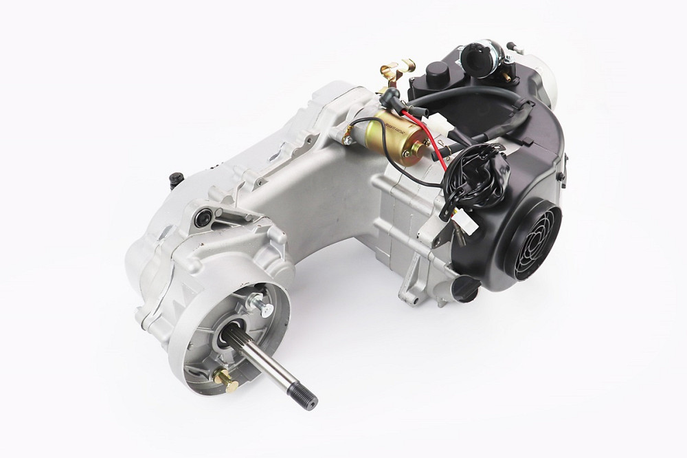 Двигун скутерний в зборі 4Т-80куб (короткий варіатор, довгий вал) + карбюратор, комутатор, котушка запалювання, повітряний фільтр Киев - изображение 4