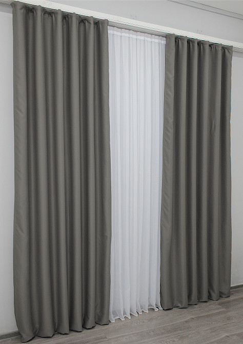 Комплект готових штор VR-Textil Блекаут Midnight № 1228ш Сірий 100х270 см 2 шт (31-903) Київ - фото 4