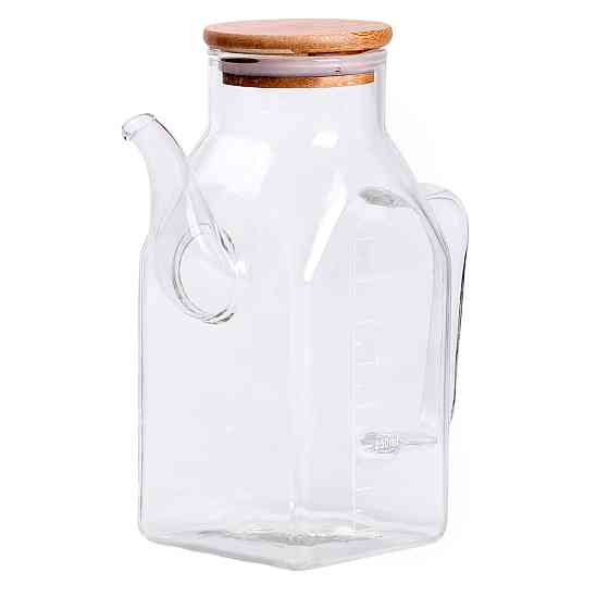 Скляна пляшка для олії 750 мл з ручкою та бамбуковою кришкою HP-34-4 Київ