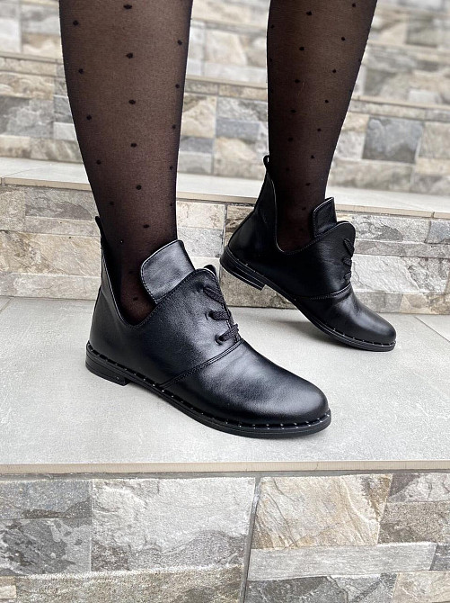 Ботильйони жіночі KRISTINA чорні натуральна шкіра весна-осінь 37р.39р. (3268) Коломия - фото 1