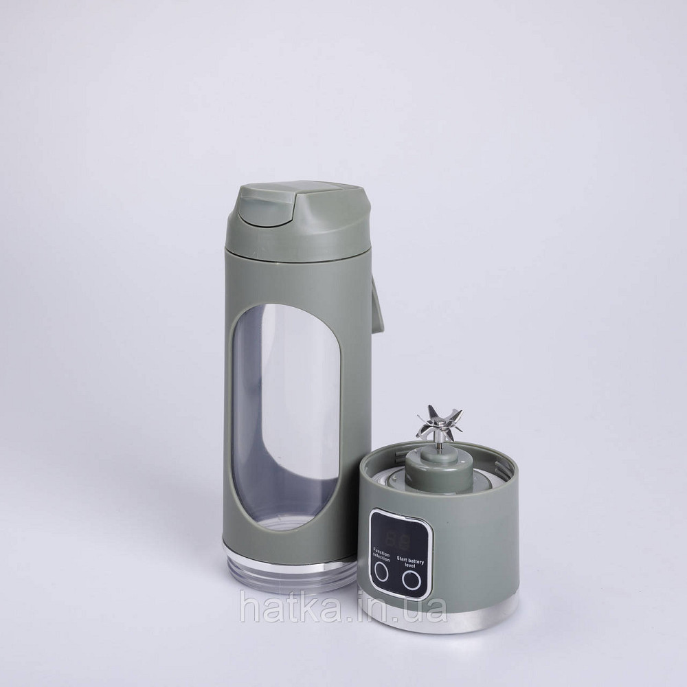 Портативний блендер для смузі на акумуляторі 450 мл блендер пляшка 25 Вт USB Зелений Київ - фото 3