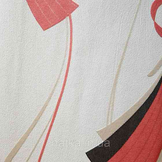 Шпалери вінілові на флізеліні Marburg Chelsea 0.53х10 абстракція завитки червоні чорні на білому Київ