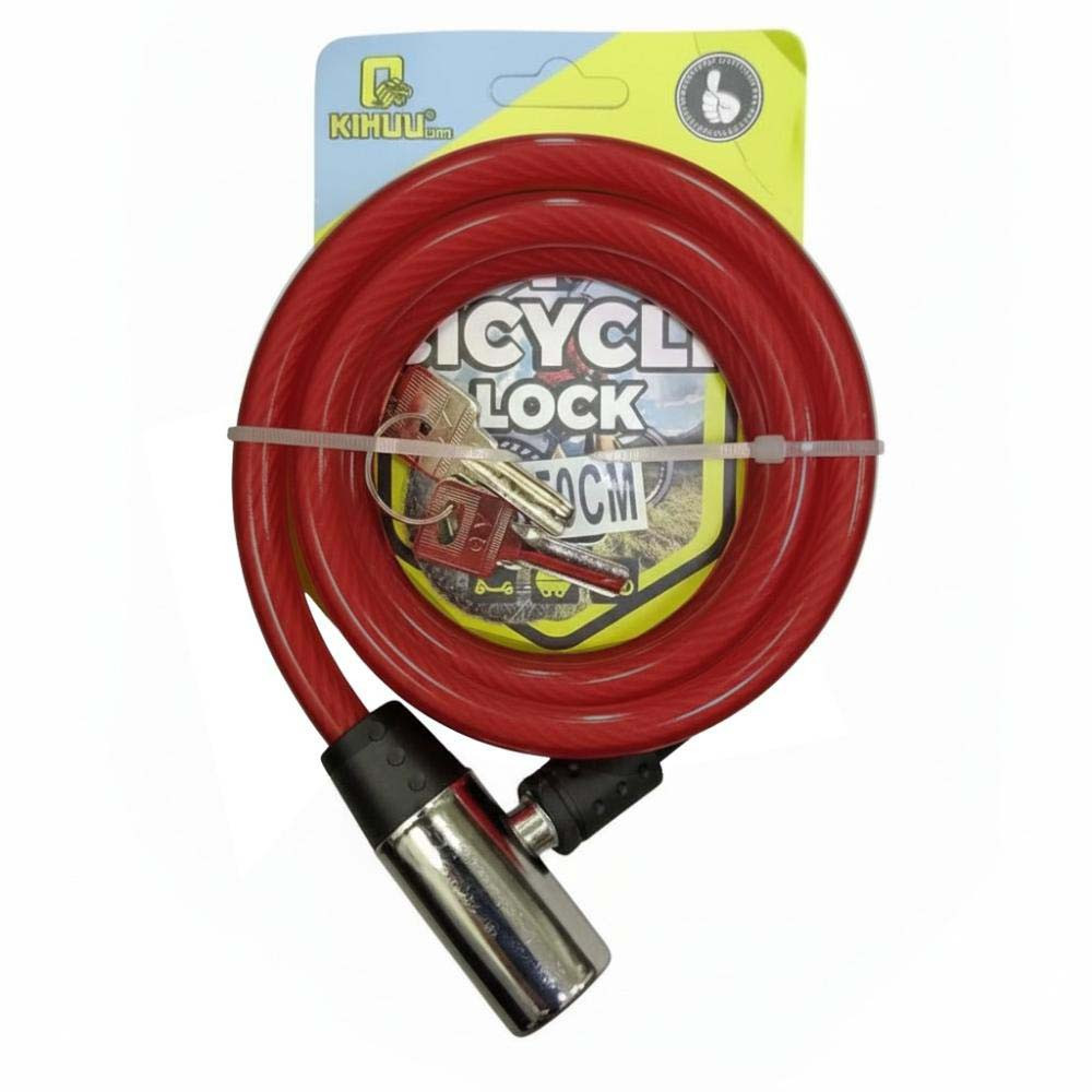 Замок велосипедный KIHUU LOCK 185, 15*65 тросовый, 2 ключа. Цвет: красный BZ-73 Киев - изображение 1