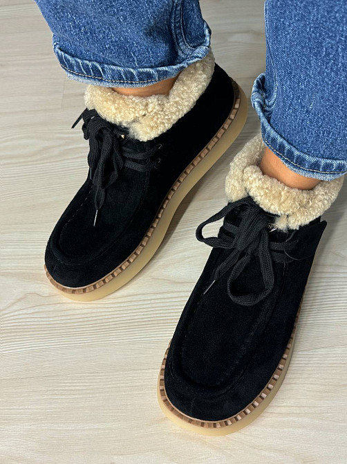 Черевики жіночі Hengji 68-2 замшеві на хутрі з опушкою чорні, 40, 25 см Київ - фото 6