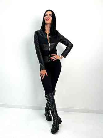 Жіноча легка шкіряна куртка "Nika" оптом | Батал | Розпродаж моделі Київ