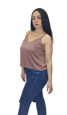 Шелковая майка на тонких бретельках Какао 3XL/4XL Харьков
