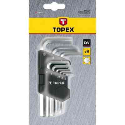 Набор инструментов Topex ключи шестигранные HEX 1.5-10 мм, 9 шт. (35D955) Винница