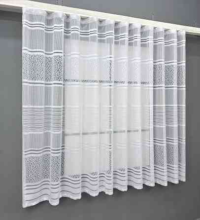 Короткий тюль жакард, висотою 1,5м, колір білий 1951т Київ