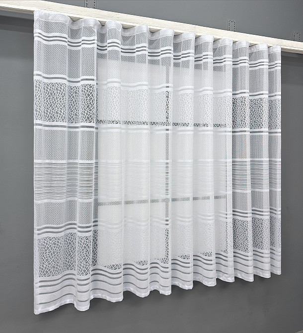 Короткий тюль жаккард, высотой 1,5м, цвет белый 1951т Киев - изображение 2