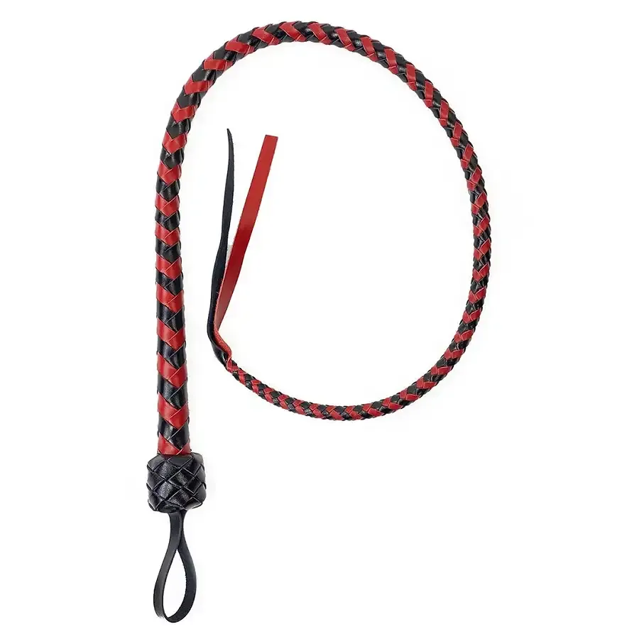 Батіг з рукояттю, натуральна шкіра, колір чорно-червоний,  довжина - 120 см Львів - фото 1