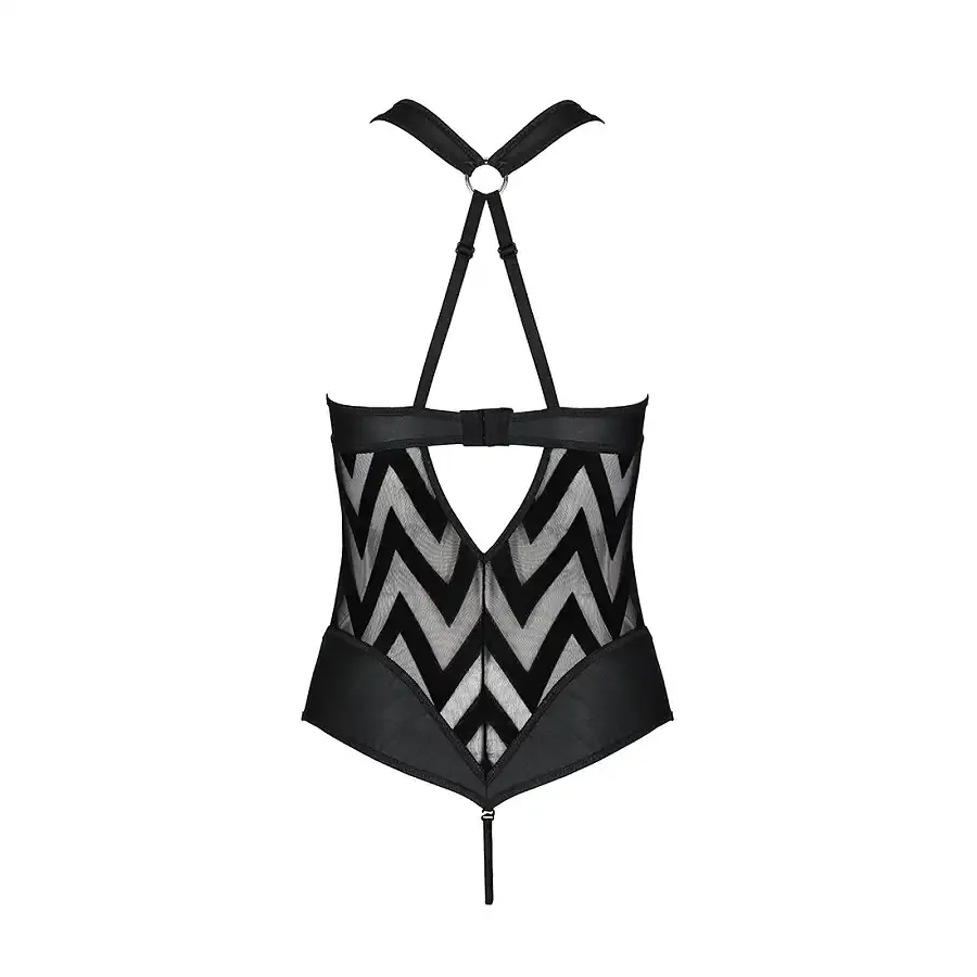 Сітчастий боді з халтером та ритмічним малюнком Passion Hima Body S/M, black Львів - фото 4
