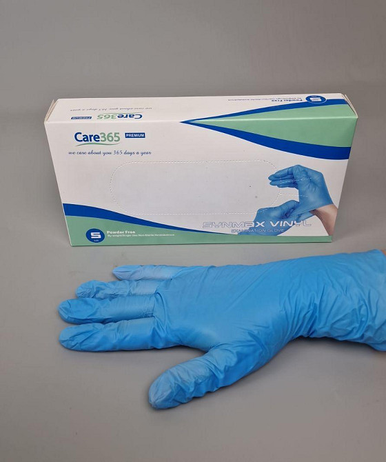 Рукавиці Вініл блакитний (100 шт.) розмір S "CARE 365" (1 пачка) Харків - фото 1
