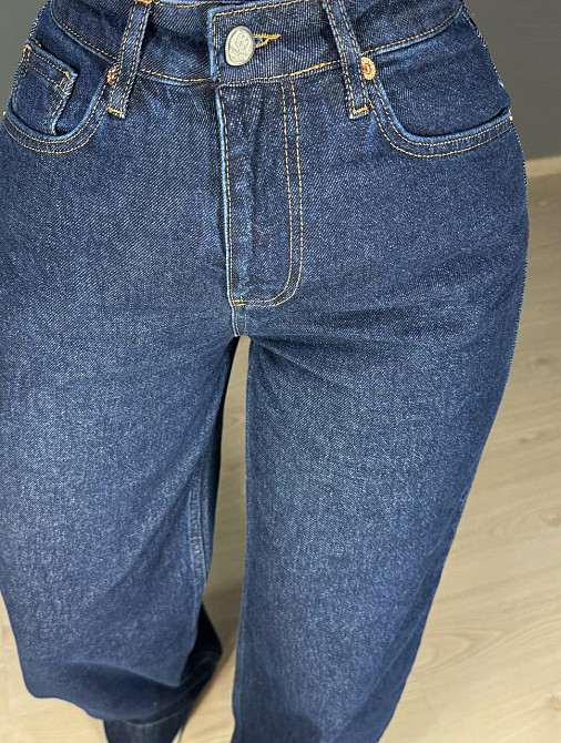 Джинси жіночі Mikaletta G-10 wide leg палаццо кльош з манжетом темно-сині, темно-синій, 25, 25, 69 см, 97 см Київ - фото 8