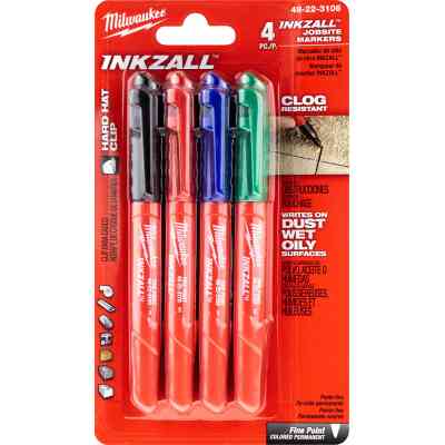 Набор маркеров Milwaukee INKZALL ультра-тонкий, синий, красный, зеленый, черный, 4шт (48223106) Винница