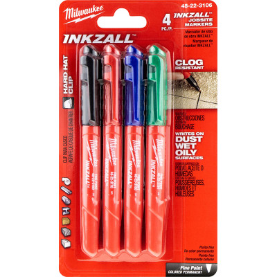 Набір маркерів Milwaukee INKZALL ультра-тонких, синій, червоний, зелений, чорний, 4шт (48223106) Вінниця - фото 1