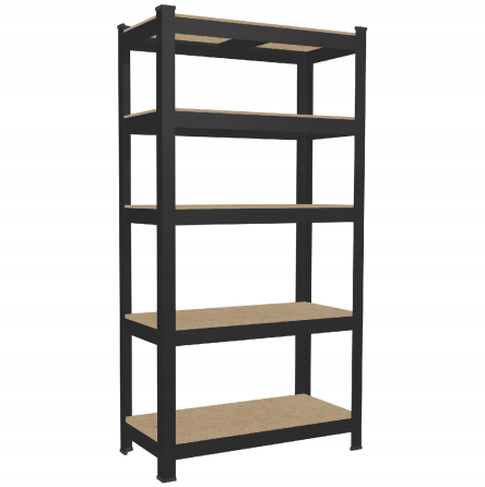 Стеллаж металлический 180х90х40 см 5 полок, погрузка - 175 кг на полку (Черный) Киев