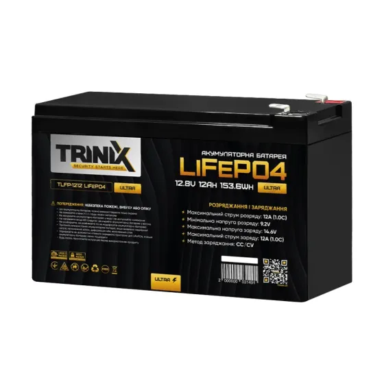 Акумуляторна батарея літій-залізо-фосфатна 12.8В 12А*год Trinix TLFP-1212 Ultra LiFePO4 (Black) (44-00082) Київ