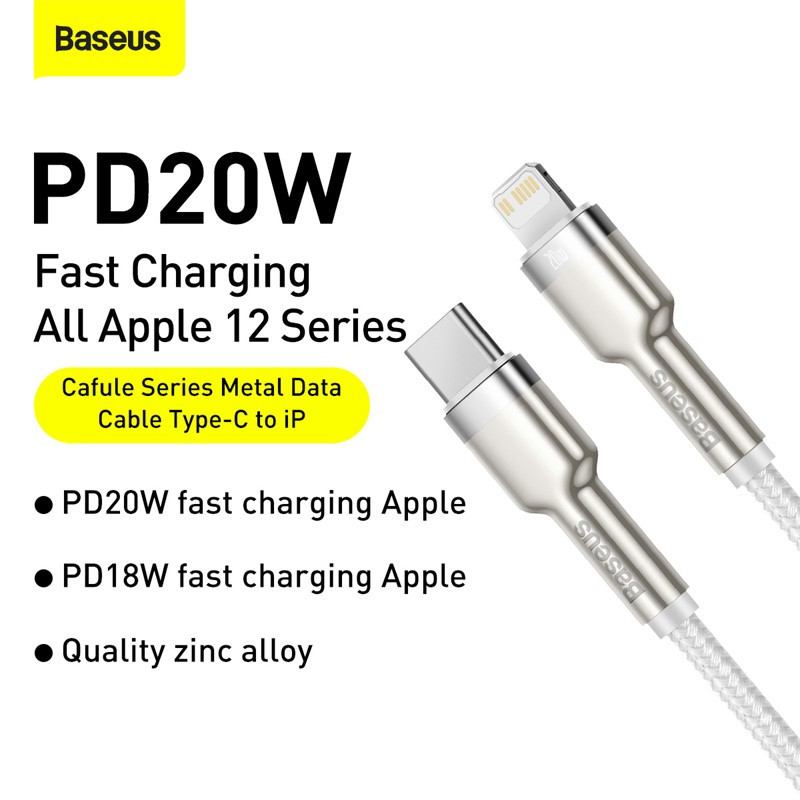 Кабель Baseus Cafule Series Metal Data Cable Type-C to iP PD 20W 2m White Одеса - фото 10