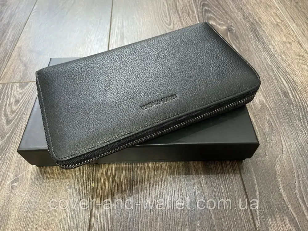 Стильний чоловічий гаманець клатч із італійської шкіри на металевій блискавці Marco Coverna 5901-1Q Київ - фото 7