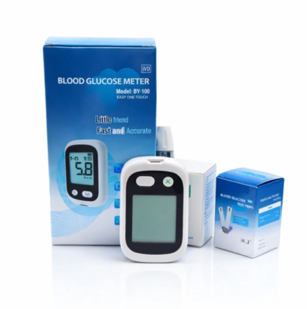 Глюкометр Glucose Meter BY-100 з 50 тест-смужками, ланцетами та кейсом, точне вимірювання цукру крові Одеса