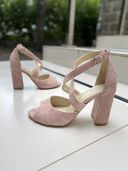 Nivelle Босоніжки жіночі пудрові замшеві NIVELLE 1815/9510-9544 на підборах, натуральна замша р Коломия - фото 1