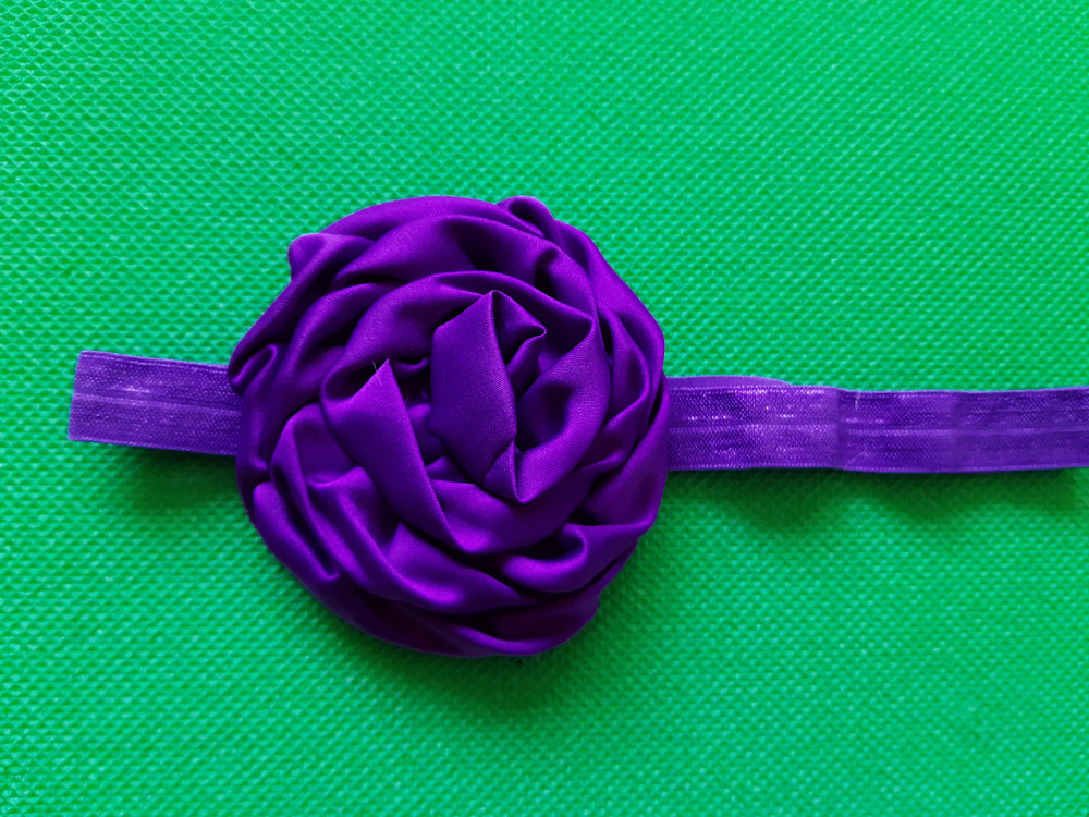 Пов'язка дитяча з трояндочкою фіолетова - квітка 8см, окружність 36-52см Київ - фото 1