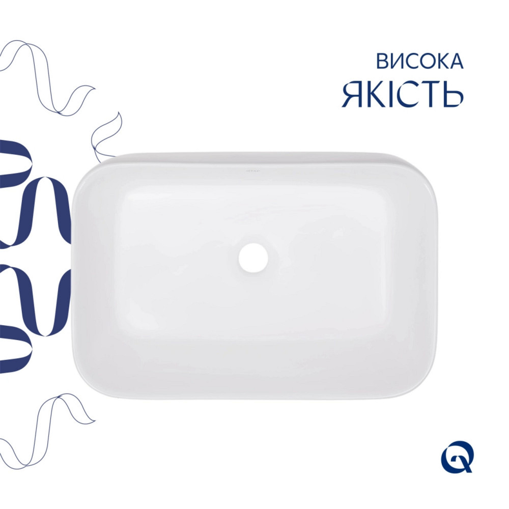 Комплект Qtap Scorpio: Раковина накладная 550x390x120 мм, White, прямоугольная + Донный клапан Pop-up PU02 Киев - изображение 10