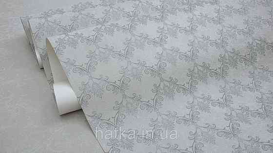 Шпалери метрові вінілові на флізеліні Sintra Classic класика завитки візерунки структурні сріблясті на сірому 540633 Київ